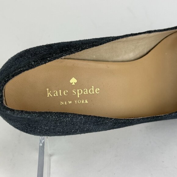 Kate Spade New York Blue Tweed Bow Block Heel Pumps - Size 8M - 2020 - Picture 6 of 10